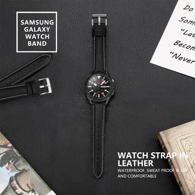 Samsung Galaxy Watch 3 (45 mm) armband Äkta läder Svart