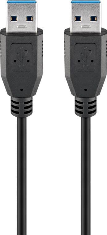 USB-A-kabel, USB 3.0, 0,5 m, svart