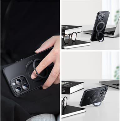 Magnetiskt skyddande telefonfodral med osynligt stativ som är kompatib