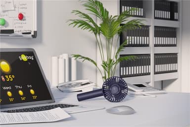 USB-handfläkt med stående funktion, blå
