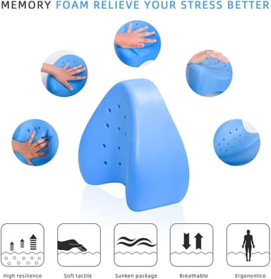 Ergonomisk benkudde i memory foam Blå/Vit