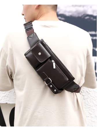 Business messenger bag axelväska midjeväska Brun