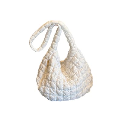 Lättviktsväska Nylon quiltad axelvadd Crossbody-väska Vit