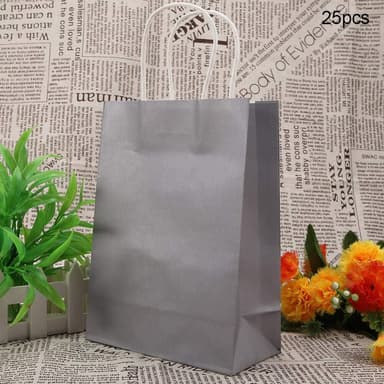 Papperskassar presentpåsar med handtag 10-pack Grå