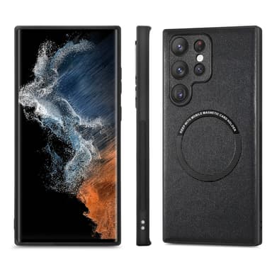 Magnetiskt telefonfodral i skinnimitation för Samsung Svart Samsung Ga