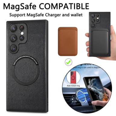Magnetiskt telefonfodral i skinnimitation för Samsung Svart Samsung Ga