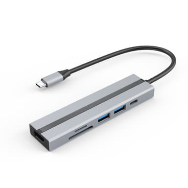 6-i-1 USB-C hubb med 4K HDMI, USB 3.0/2.0-portar, SD/TF-kortläsare