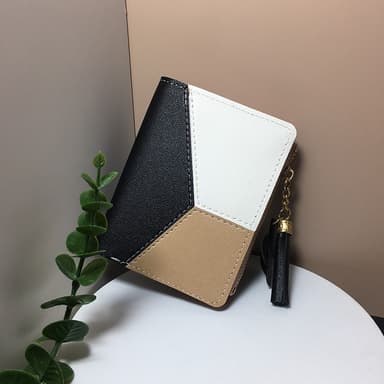 Zip Plånbok Fringe Purse Rabbit Zipper Tofs Plånbok Svart