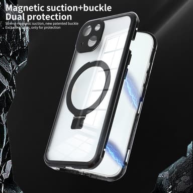 HD genomskinligt magnetfodral med stativ för iPhone Svart iPhone 14