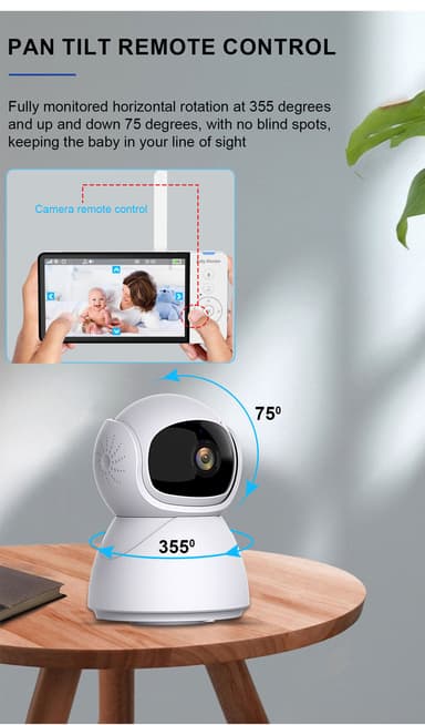 Videomonitor med kamera 2.4G-överföring, babyvakt med 2-vägsljud och m