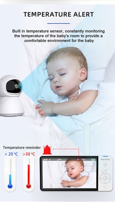 Videomonitor med kamera 2.4G-överföring, babyvakt med 2-vägsljud och m
