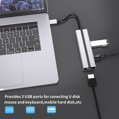 6-i-1 USB C-hubb med 4K HDMI-adapter, USB 3.0/2.0-portar, PD 100W