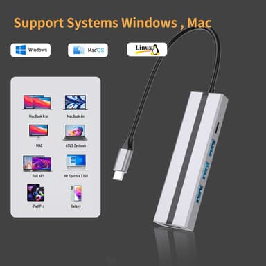 6-i-1 USB C-hubb med 4K HDMI-adapter, USB 3.0/2.0-portar, PD 100W
