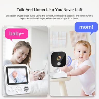 Videomonitor med kamera 2.4G-överföring, babyvakt med 2-vägsljud, infr