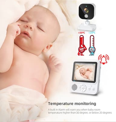 Videomonitor med kamera 2.4G-överföring, babyvakt med 2-vägsljud, infr