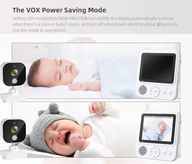 Videomonitor med kamera 2.4G-överföring, babyvakt med 2-vägsljud, infr