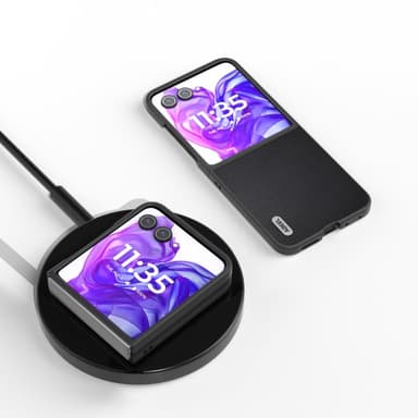 ABEEL För Motorola Razr 50 Ultra 5G Skal Äkta Kohud PC Telefonskal Svart Ram