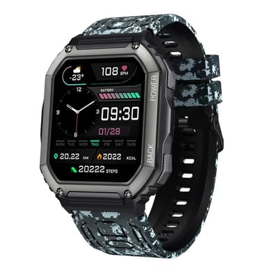 Armband För Garmin Fenix ​​7 / 7 Pro / 6 / 5 22 mm silikon - Kamouflage Svart