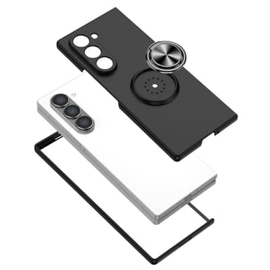 Till Samsung Galaxy Z Fold6 5G Hybrid skal med Finger Ring & Metall Plåt - Svart