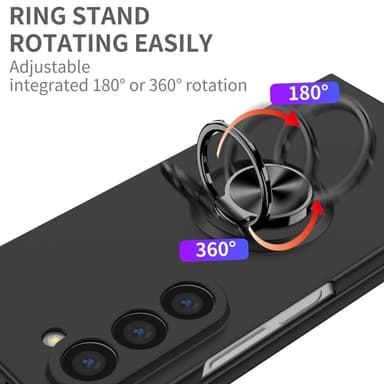 Till Samsung Galaxy Z Fold6 5G Hybrid skal med Finger Ring & Metall Plåt - Svart