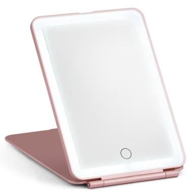 UNIQ Hopfällbar Uppladdningsbar LED-spegel – Vanity Rese-Spegel - Rosa