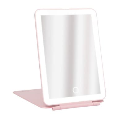 UNIQ Hopfällbar Uppladdningsbar LED-spegel – Vanity Rese-Spegel - Rosa