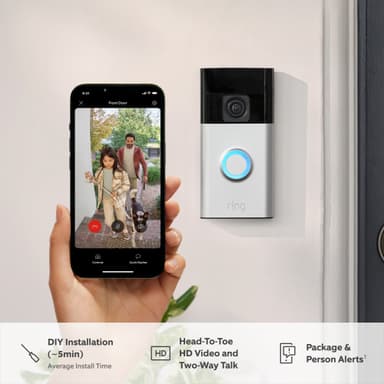 Ring Batteri videodörrklocka (satin nickel) + Klockspel (2:a gen)