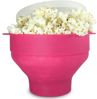 Popcornskål silikon hopfällbar Rosa