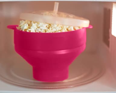Popcornskål silikon hopfällbar Rosa