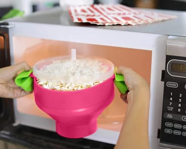 Popcornskål silikon hopfällbar Rosa