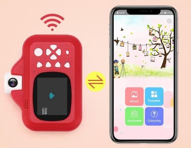 Barnkamera med WIFI och direktutskrift, 32GB minneskort, 1080P video, Rosa