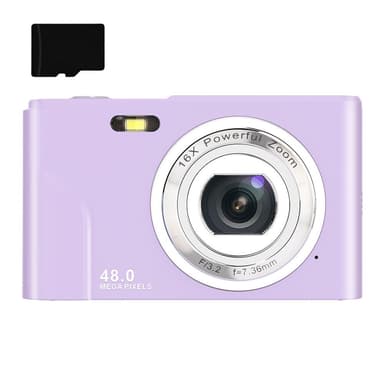 Digitalkamera 48 MP, 1080p FHD, 16x zoom, 32GB minneskort Lila