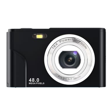 Digitalkamera 48 MP, 1080p FHD, 16x zoom, 32GB minneskort Svart