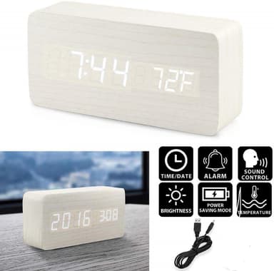 Digital LED väckarklocka Vit