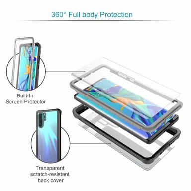 Huawei P30 Pro skal med skärmskydd Svart/Grå