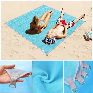 Sandavvisande strand/picknickfilt - 200x150 cm - blå