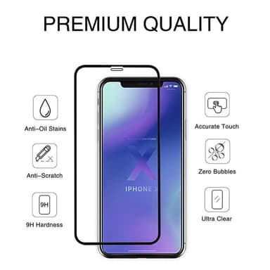 Skärmskydd iPhone XR Härdat glas Svart