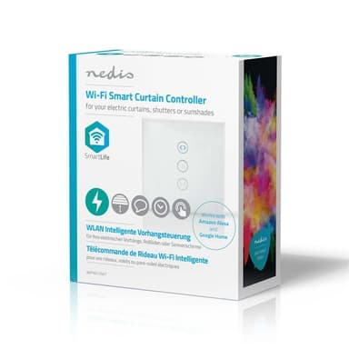 Nedis SmartLife Strömbrytare | Wi-Fi | Parasoll / Ridå / Slutare | Väggfäste | 300 W | Android™ / IOS | Glas | Vit