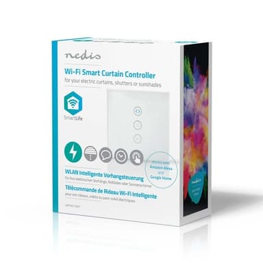 Nedis SmartLife Strömbrytare | Wi-Fi | Parasoll / Ridå / Slutare | Väggfäste | 300 W | Android™ / IOS | Glas | Vit