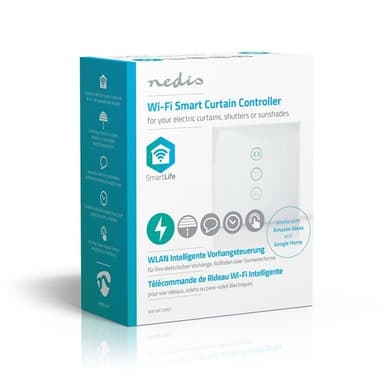 Nedis SmartLife Strömbrytare | Wi-Fi | Parasoll / Ridå / Slutare | Väggfäste | 300 W | Android™ / IOS | Glas | Vit