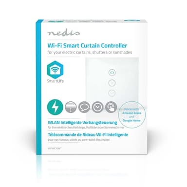 Nedis SmartLife Strömbrytare | Wi-Fi | Parasoll / Ridå / Slutare | Väggfäste | 300 W | Android™ / IOS | Glas | Vit