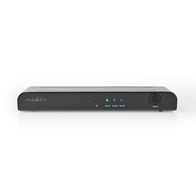 Nedis HDMI ™ Switch | 3-Port port(s) | 3x HDMI™ Ingång | 1x HDMI™ utgång | 4K@60Hz | 18 Gbps | Fjärrstyrd | Metall | Antracit