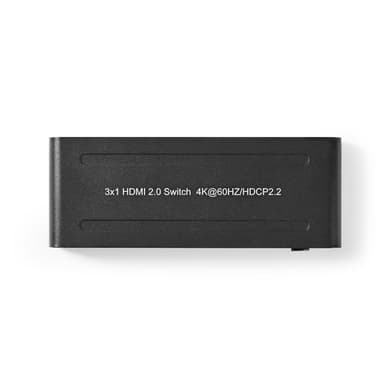 Nedis HDMI ™ Switch | 3-Port port(s) | 3x HDMI™ Ingång | 1x HDMI™ utgång | 4K@60Hz | 18 Gbps | Fjärrstyrd | Metall | Antracit