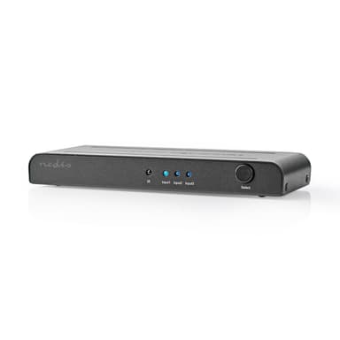 Nedis HDMI ™ Switch | 3-Port port(s) | 3x HDMI™ Ingång | 1x HDMI™ utgång | 4K@60Hz | 18 Gbps | Fjärrstyrd | Metall | Antracit