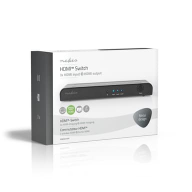 Nedis HDMI ™ Switch | 3-Port port(s) | 3x HDMI™ Ingång | 1x HDMI™ utgång | 4K@60Hz | 18 Gbps | Fjärrstyrd | Metall | Antracit