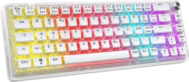 NOS C450 Mini Pudding65 tangentbord (genomskinligt, vita knappar)