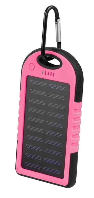 Setty powerbank med solceller, 5000 mAh, Rosa