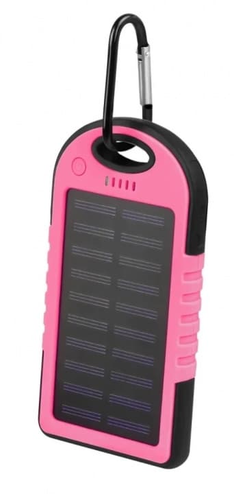 Setty powerbank med solceller, 5000 mAh, Rosa