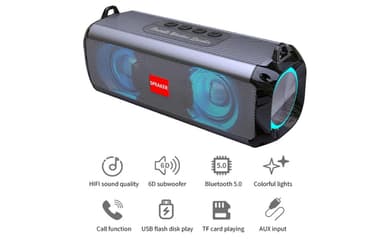 Trådlös LED Bluetooth-högtalare, Svart