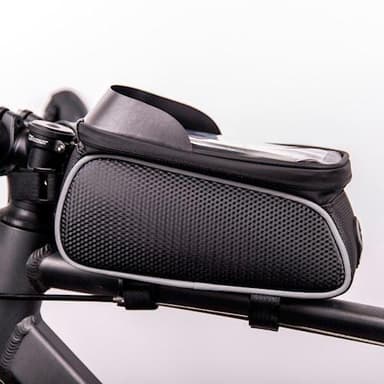 Vattentät cykelramsväska & telefonhållare med skärm, Svart/Vit
